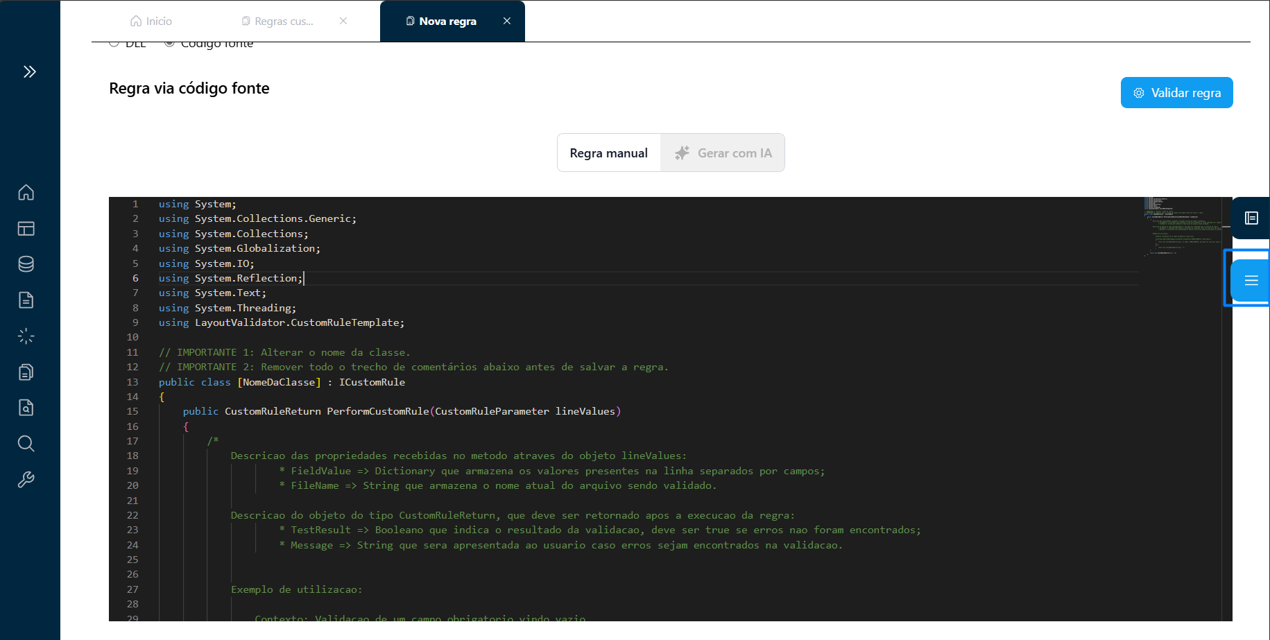 Botão de Lista de Campos Associados
