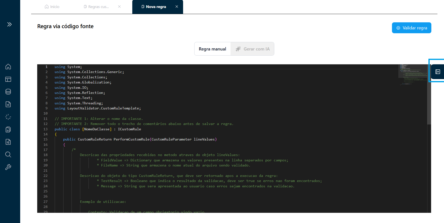 Botão de Associação de Campos