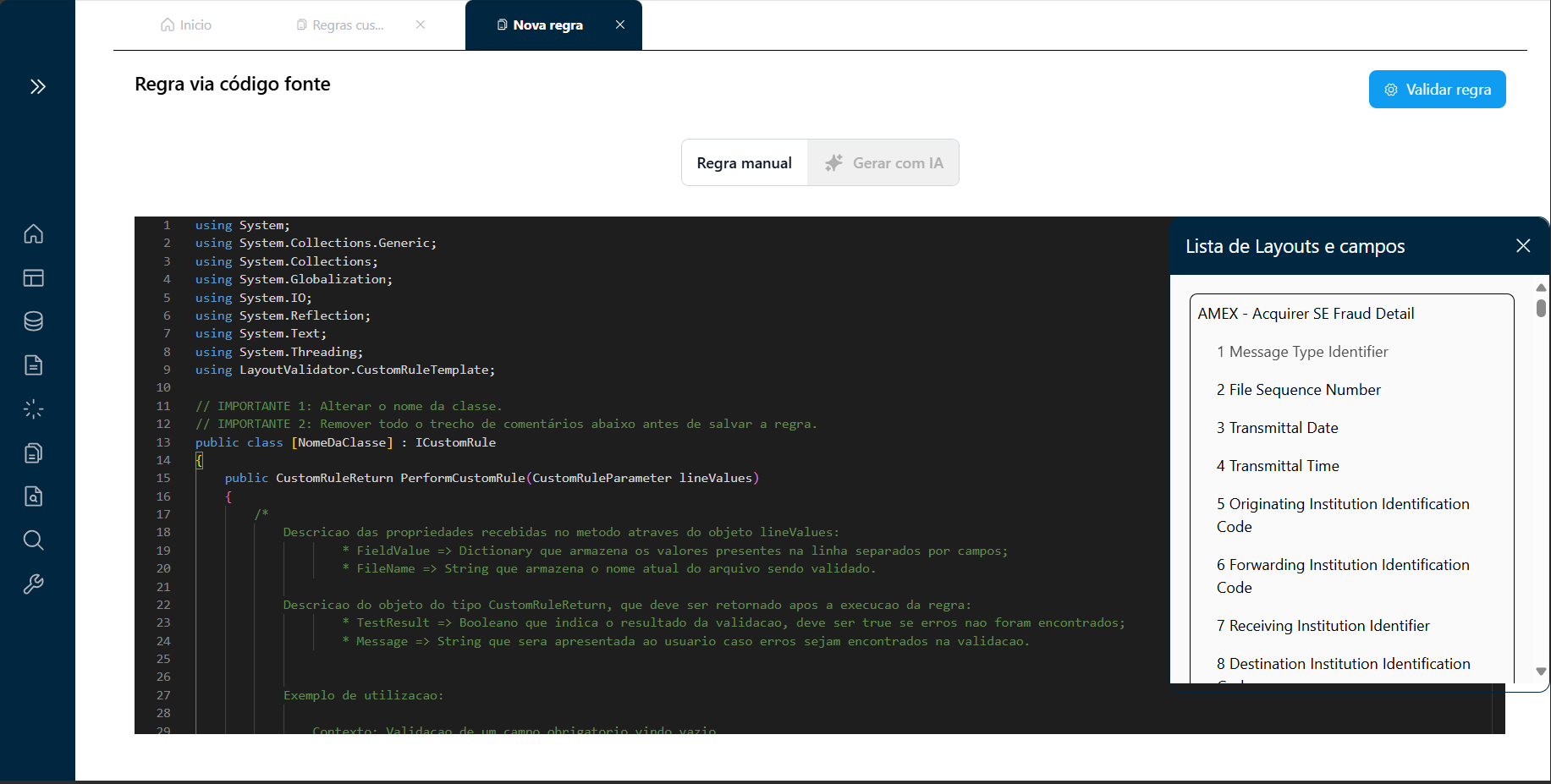 Lista de Campos para Associação