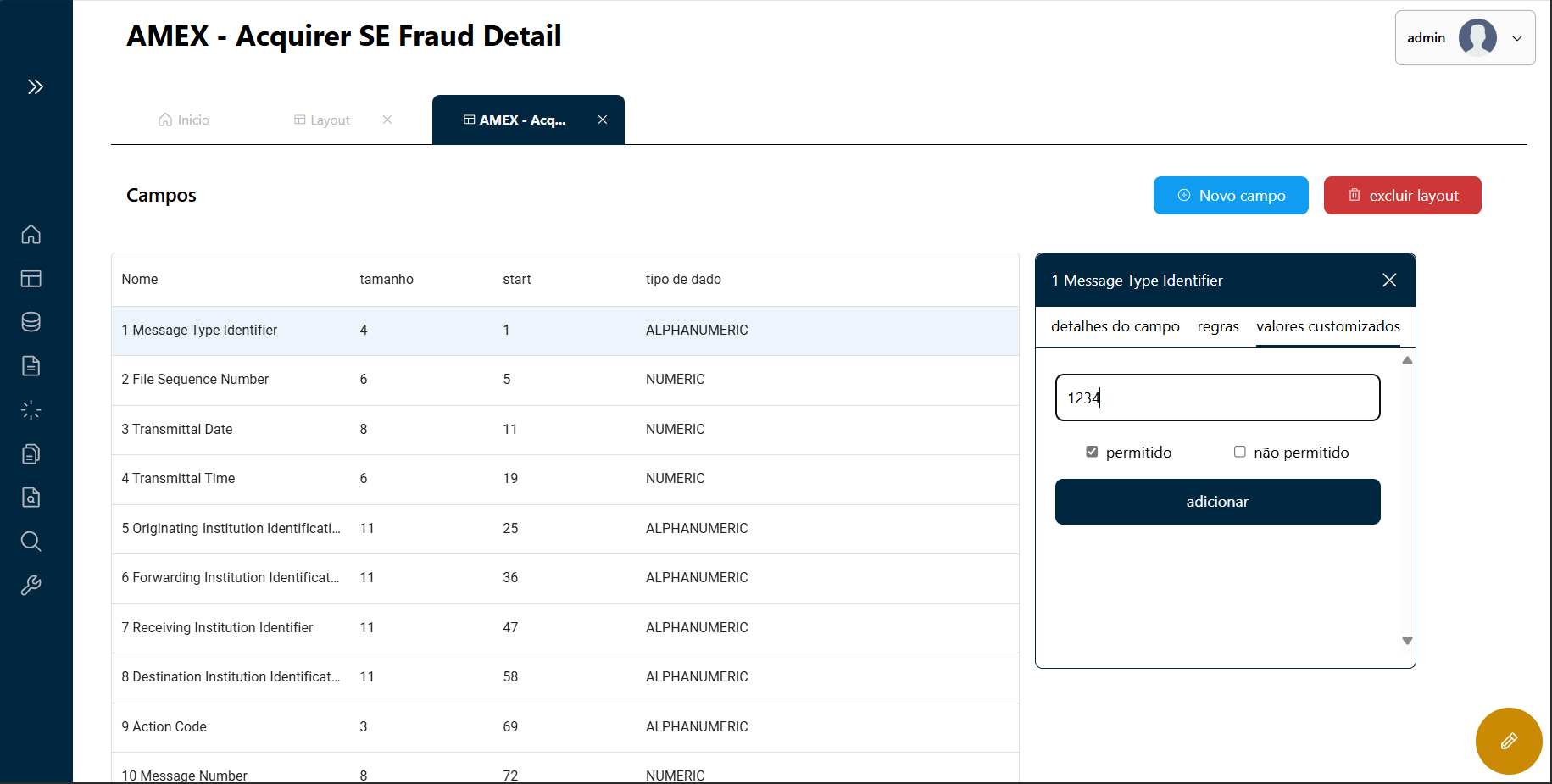 Detalhes de Valores Customizados