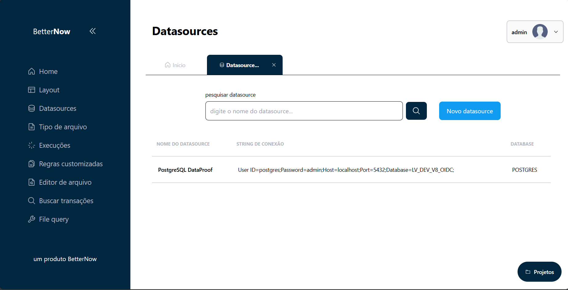 Lista de Data Sources