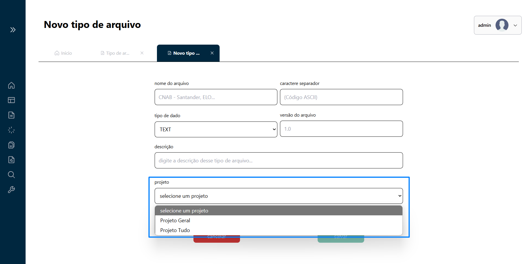 Associação de uma Entidade a um Projeto