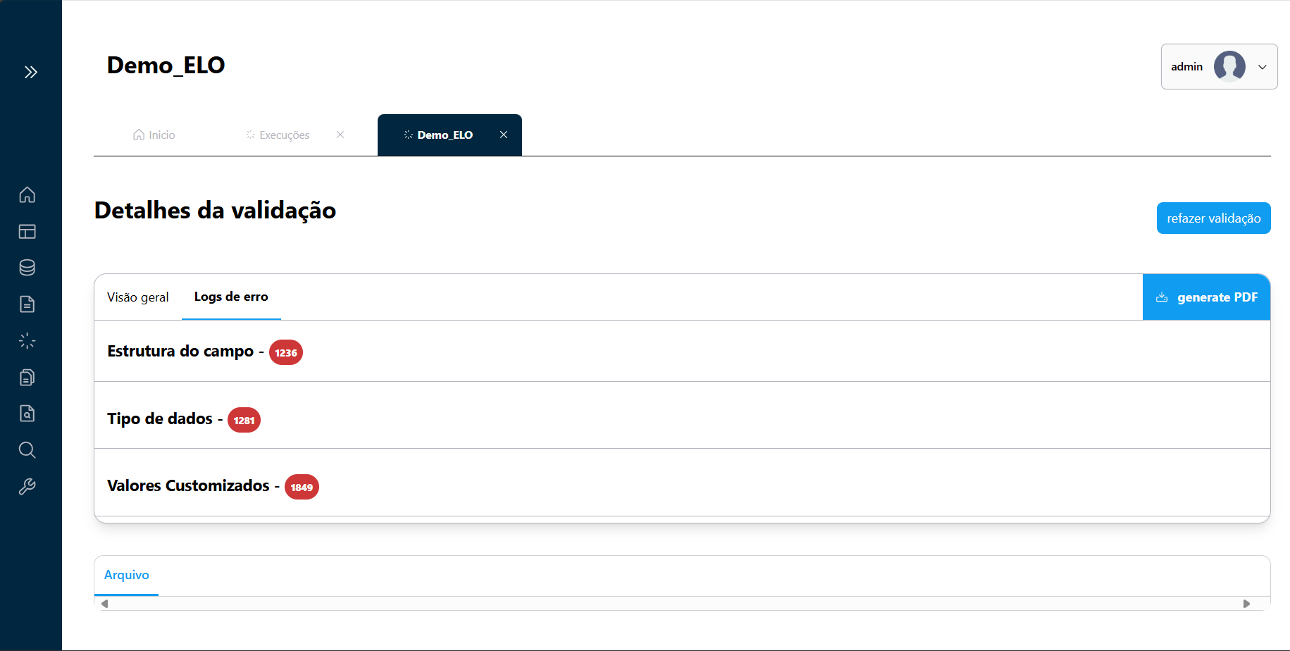 Tipos de Erros Encontrados