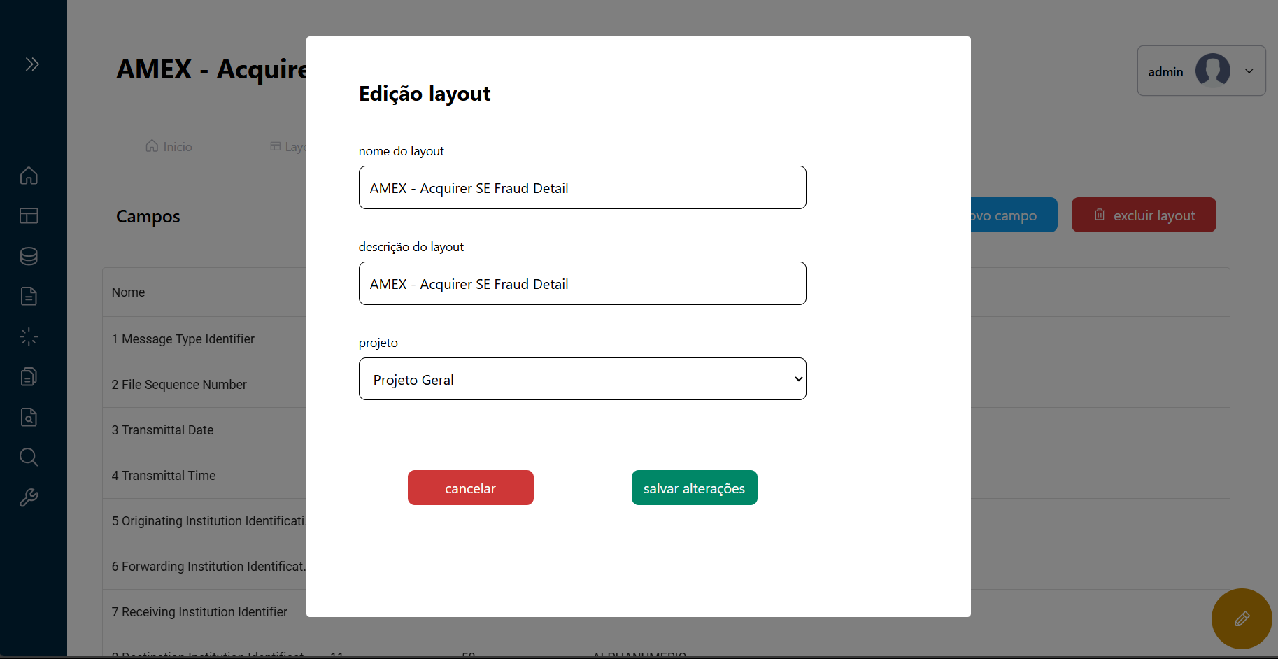 Interface de Edição de Layouts