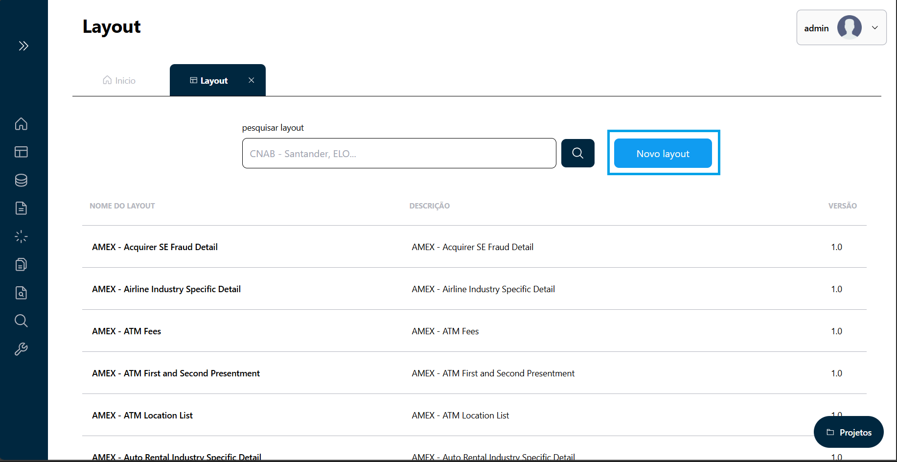 Acesso a tela de Criação de Layout