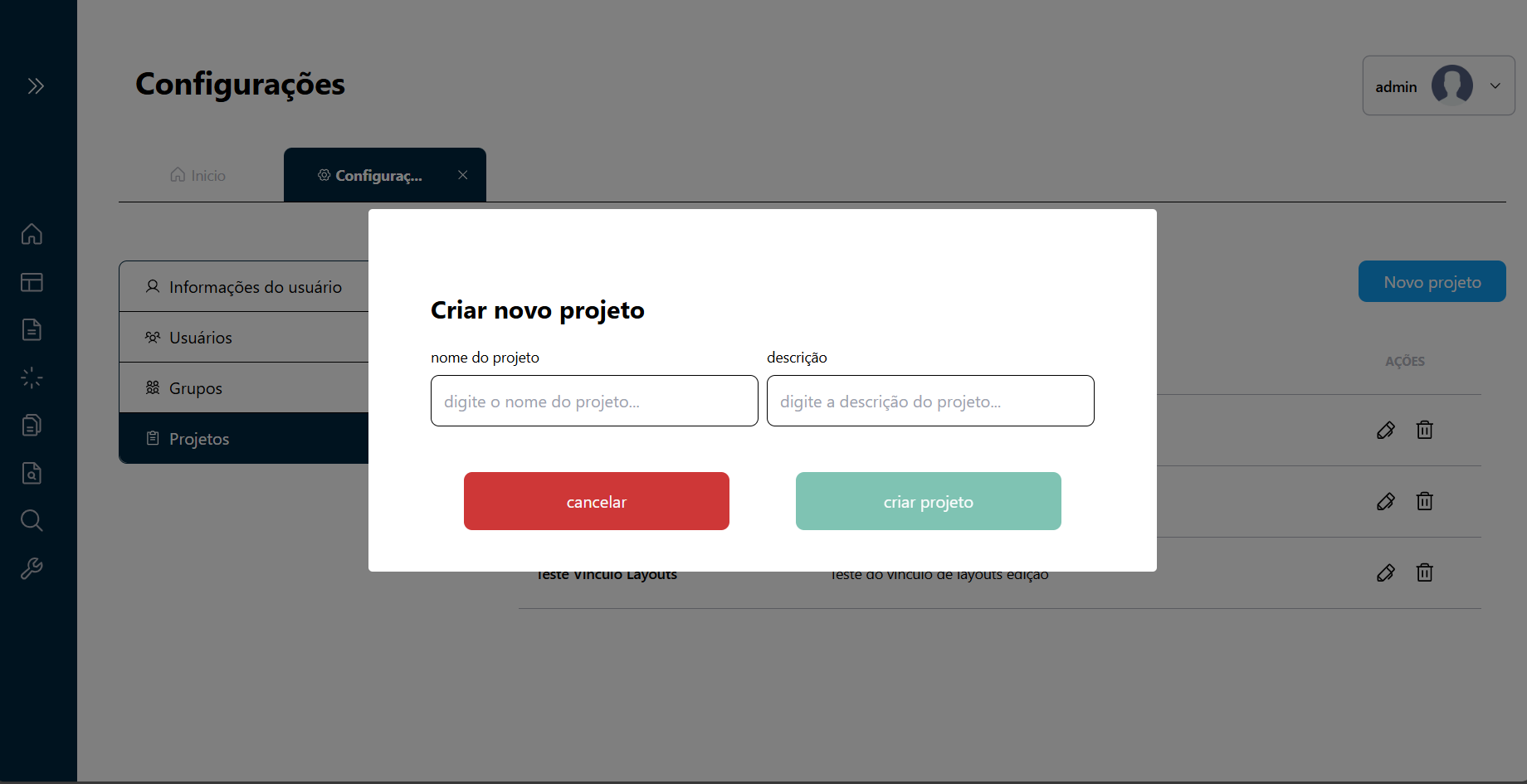 Criação de Projeto