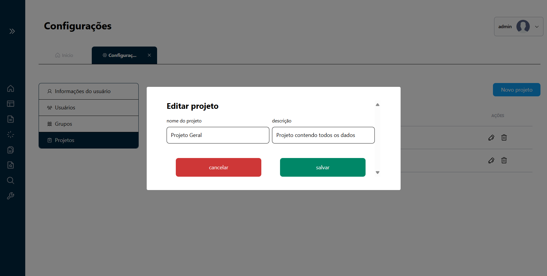 Edição de Projetos