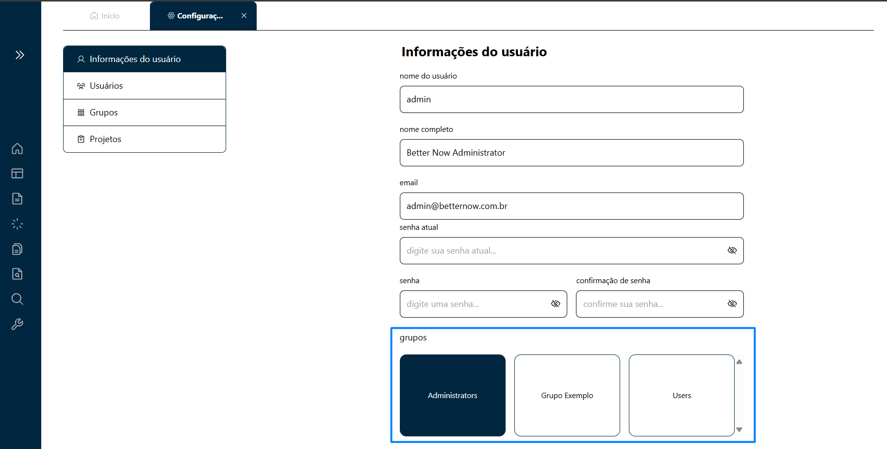 Edição dos próprios Grupos